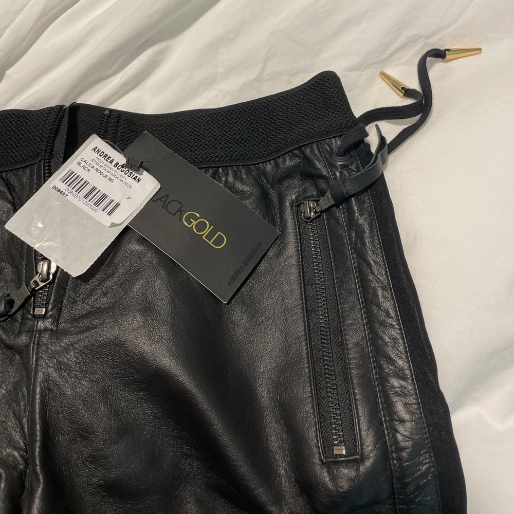 High Quality Leather pants, slouchy straight style with adjustable straps on leg
